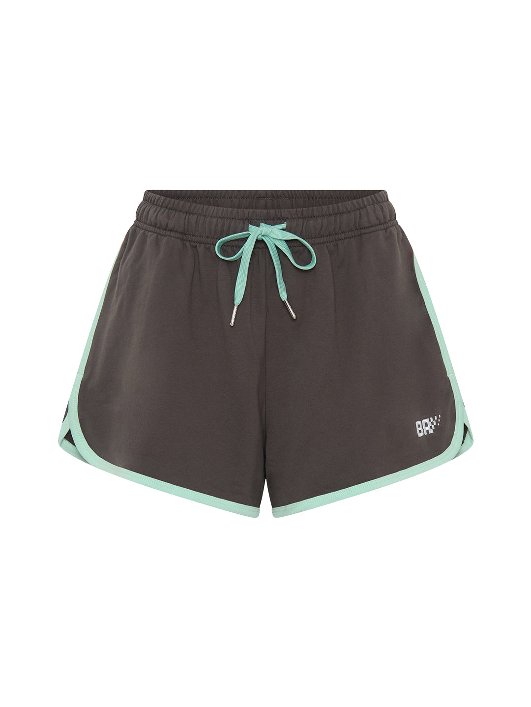 asphalt grey and mint cotton short front view product image